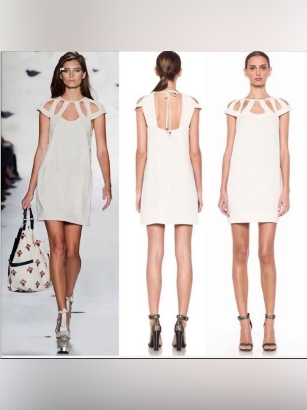 Diane Von Furstenberg DVF Cut Out Shoulder Achava Cocktail Dress Cream Ivory 2